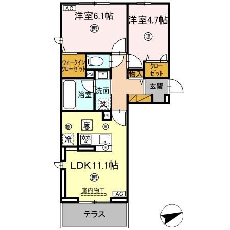 シャンティ 106号室 間取り