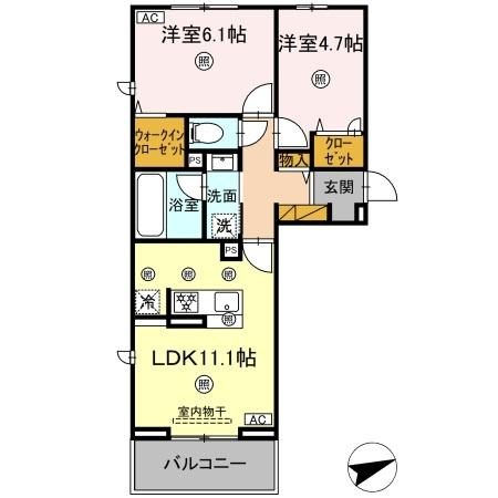 シャンティ 206号室 間取り