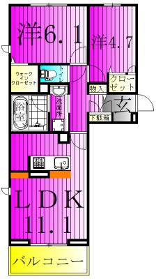 シャンティ 206号室 間取り