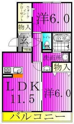 グランドソレイユＡ棟 203号室 間取り