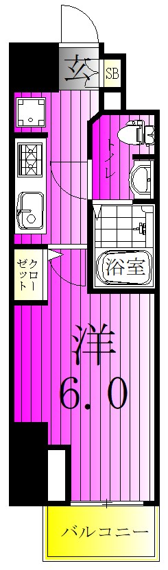 Ｓ－ＲＥＳＩＤＥＮＣＥ松戸Ｌｉｃｈｔ 1004号室 間取り