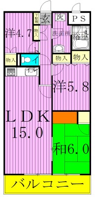 シラカワパレス 908号室 間取り