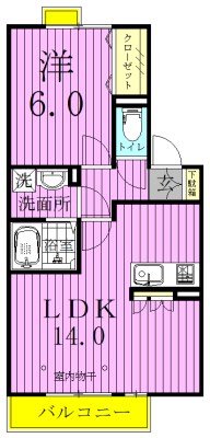 オベルジーヌB 105号室 間取り