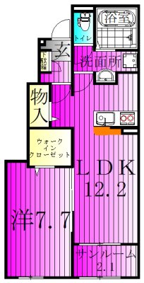 シェルクレール 101号室 間取り