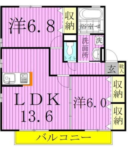 リビングタウンみのり台 Ｂ102号室 間取り