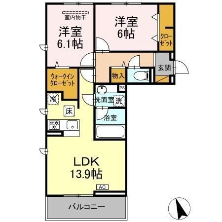 ソラーナ 106号室 間取り