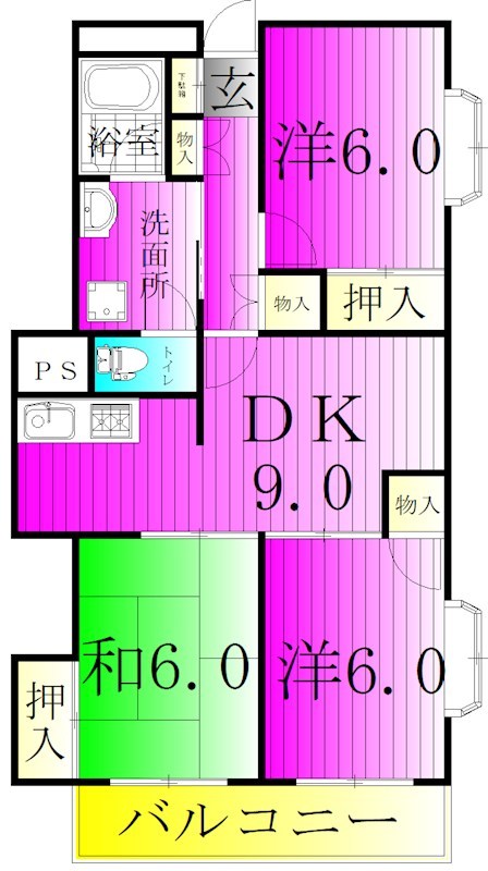 柏葉ハイツ 305号室 間取り