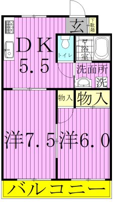 チェリーハイツ石川 102号室 間取り