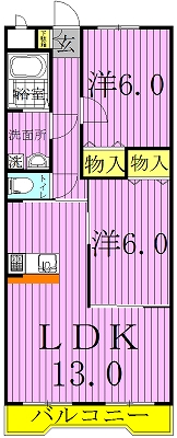 グロワール・エーリ弐番館 206号室 間取り