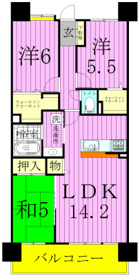 レジディア東松戸 502号室 間取り