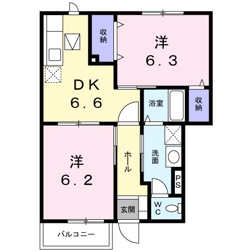 グリシーヌ  102号室 間取り