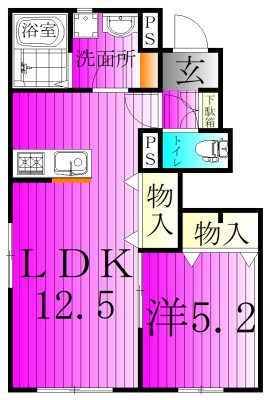 リーブルファイン上花輪 101号室 間取り