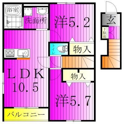 リーブルファイン上花輪 201号室 間取り