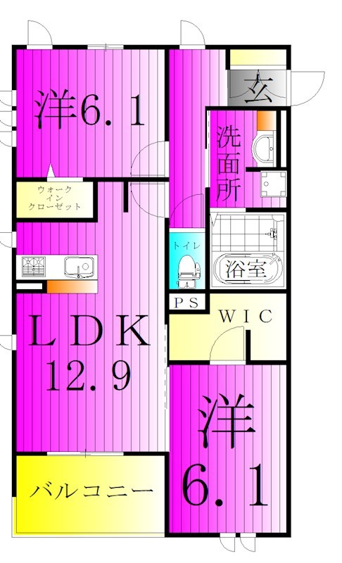 リシェス Ⅱ 307号室 間取り