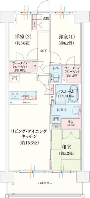 クレストフォルム柏サウスウイング 623号室 間取り