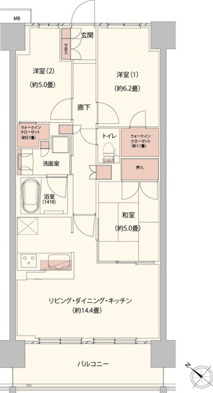 クレストフォルム柏サウスウイング 706号室 間取り