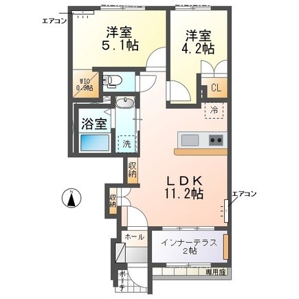 エスターテ 105号室 間取り