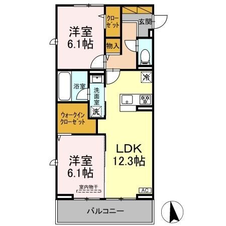 グレイスゲート新八柱 201号室 間取り