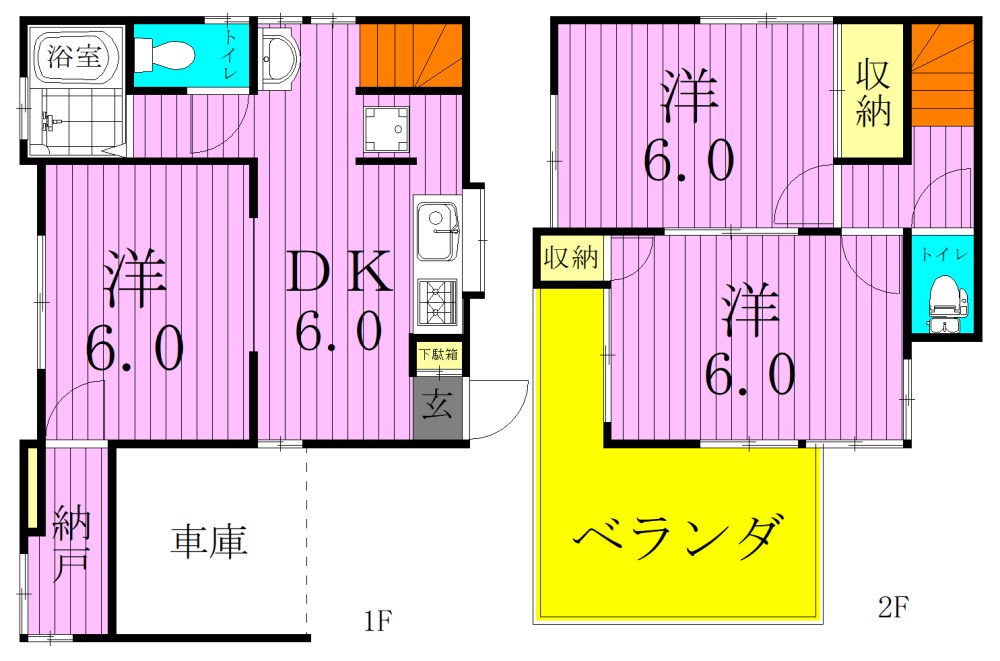 東伊興三丁目貸家 間取り図