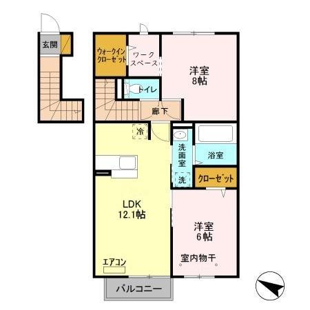 キャトルセゾンF棟 203号室 間取り