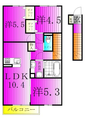 ペアージュ　Ⅰ  201号室 間取り