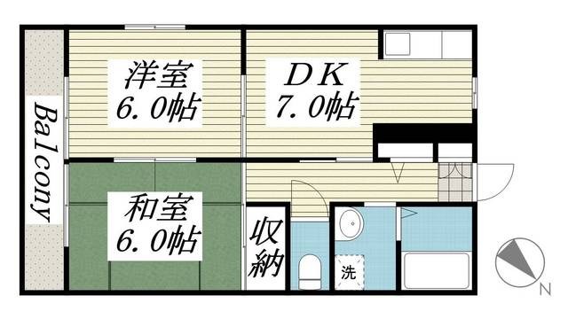 ハイツアキモト 　B 202号室 間取り