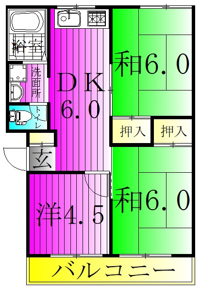 グリーンパーク南柏 101号室 間取り