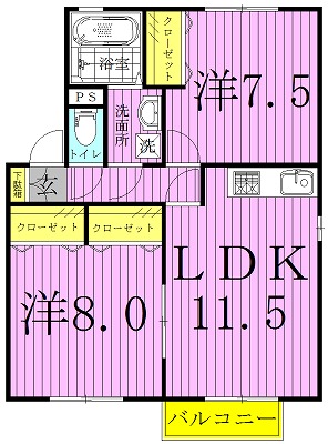 リビングタウン野田　C棟 102号室 間取り