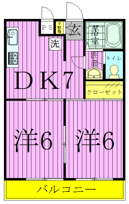 サンハイツ梅郷 306号室 間取り