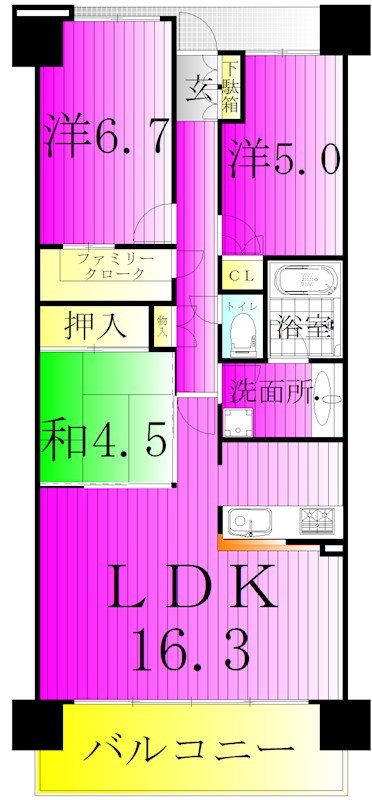 オーベルグランディオおおたかの森 1212号室 間取り