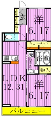 Ｓｕｎｎｙ　Ｆｌａｔ　Ｋａｍｉｙａ  間取り図
