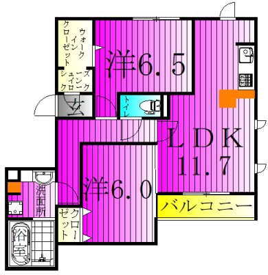 イデアーレ 106号室 間取り