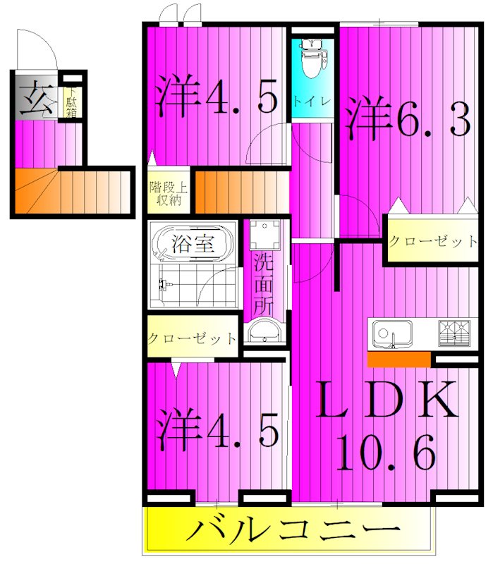 リッシュセゾン　E 202号室 間取り