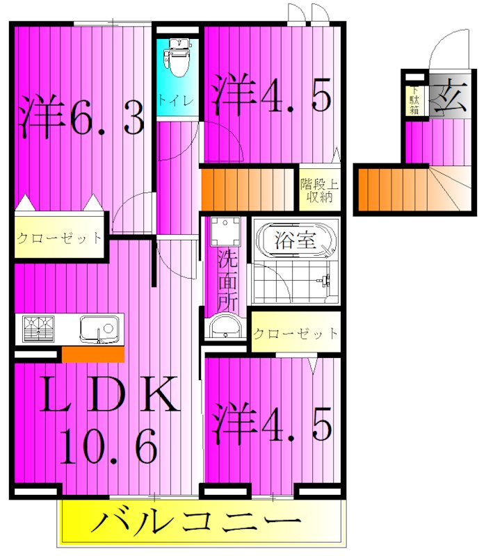 リッシュセゾン　E 203号室 間取り