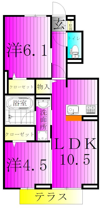 リッシュセゾン　O 102号室 間取り