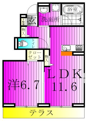 リッシュセゾン　E 101号室 間取り