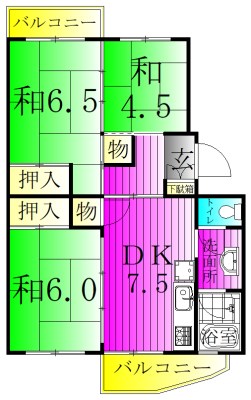 カーム北柏 406号室 間取り