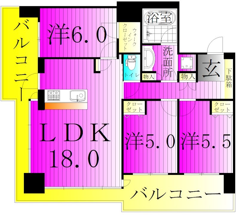 ライオンズタワー柏 509号室 間取り