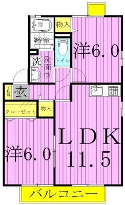 ロイヤルスクエアＢ 201号室 間取り