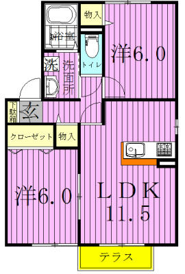 クレールルピナスＡ 101号室 間取り