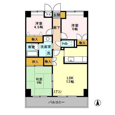 グランディス新八柱 802号室 間取り