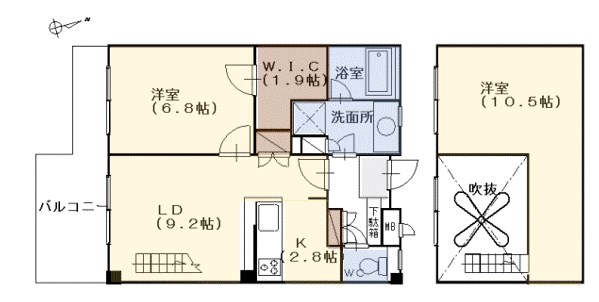 メイクスＦ棟 210号室 間取り