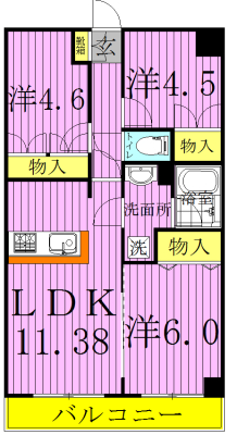 プレステージヤツ 307号室 間取り