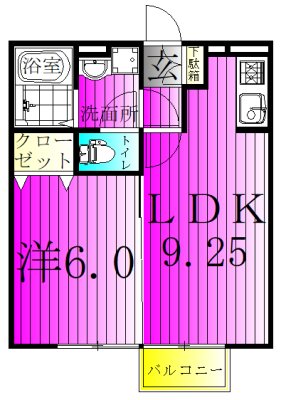 シェル・ドゥ 103号室 間取り