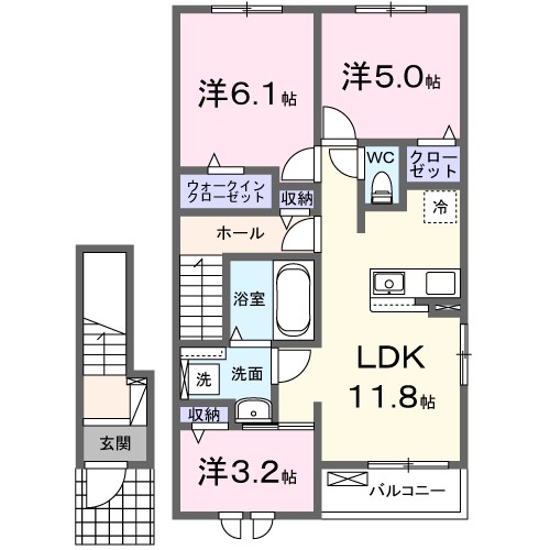 グランツⅡ 203号室 間取り