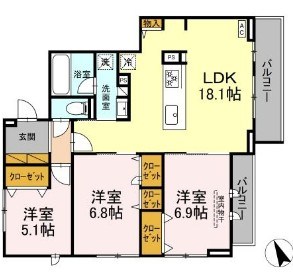 ハスクバーナ江戸川台 203号室 間取り