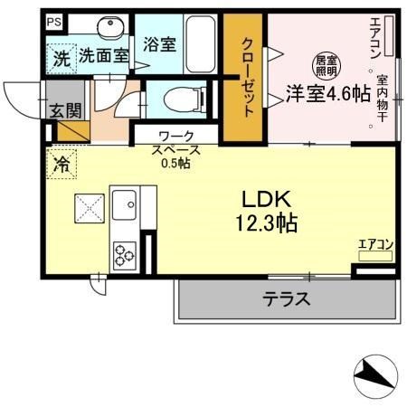 AXIS南流山  105号室 間取り