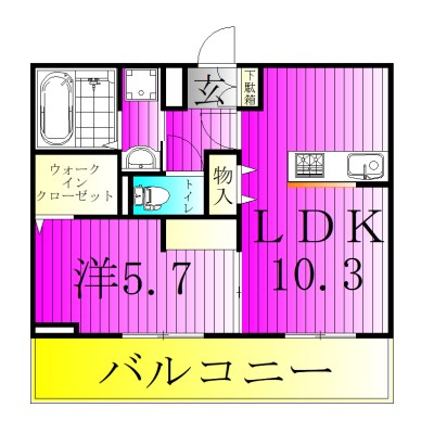 コットン フローラ 206号室 間取り