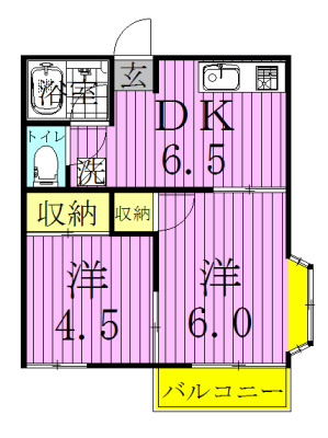 ファミーユ篠原 2-D号室 間取り
