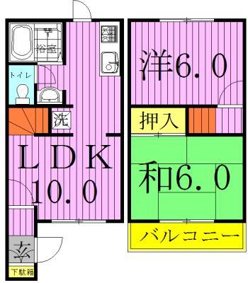 ハイツ・シェルマウンドⅠ  B106号室 間取り